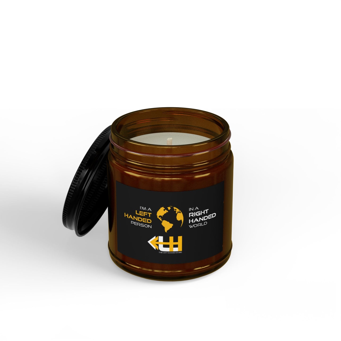 Left-Handed World Soy Candle — 4oz & 9oz Scented Jar with Black Lid