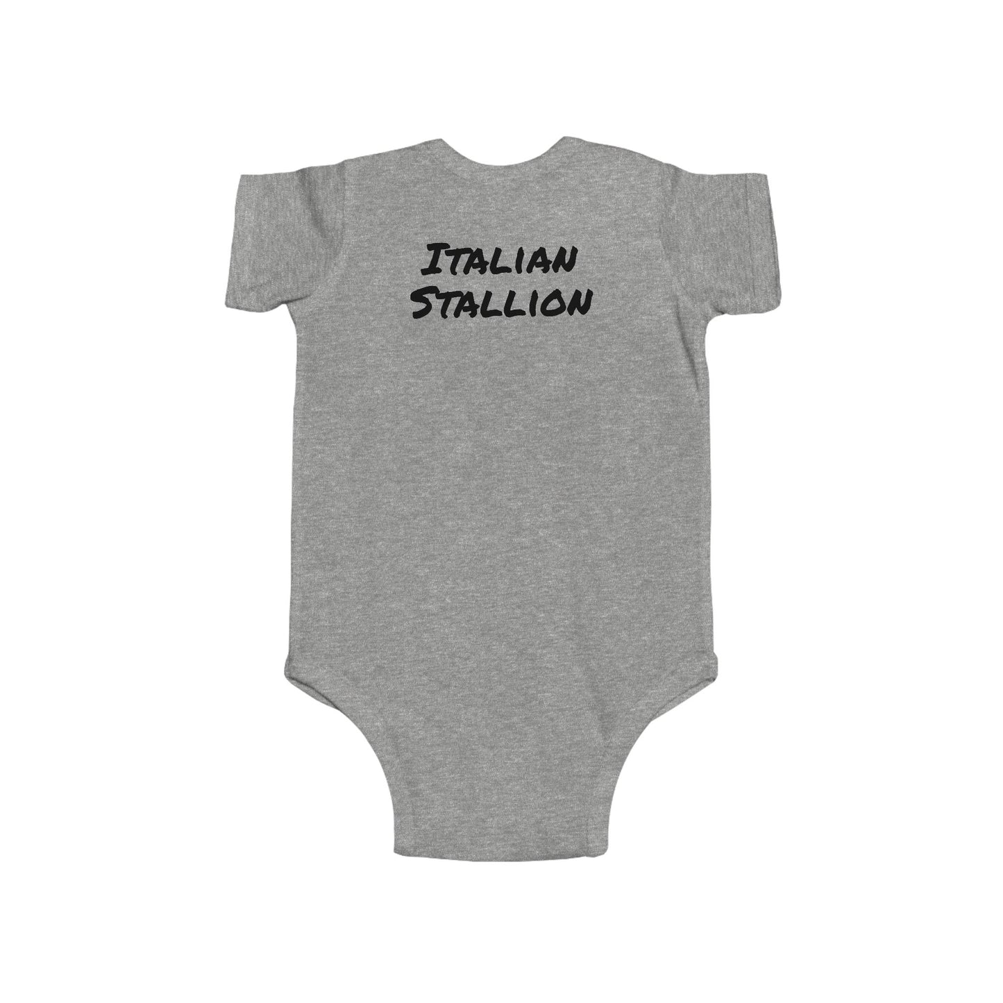 Baby Bodysuit — "Southpaw" Paw Print with "Italian Stallion" Back Text