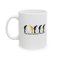 The Backward Minority Golf - Left-Handed Mug (11oz, White)