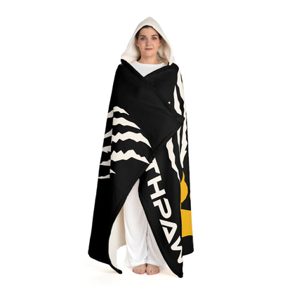 Black Tiger Paw Graphic Hooded Blanket | Sherpa Fleece Hooded Blanket